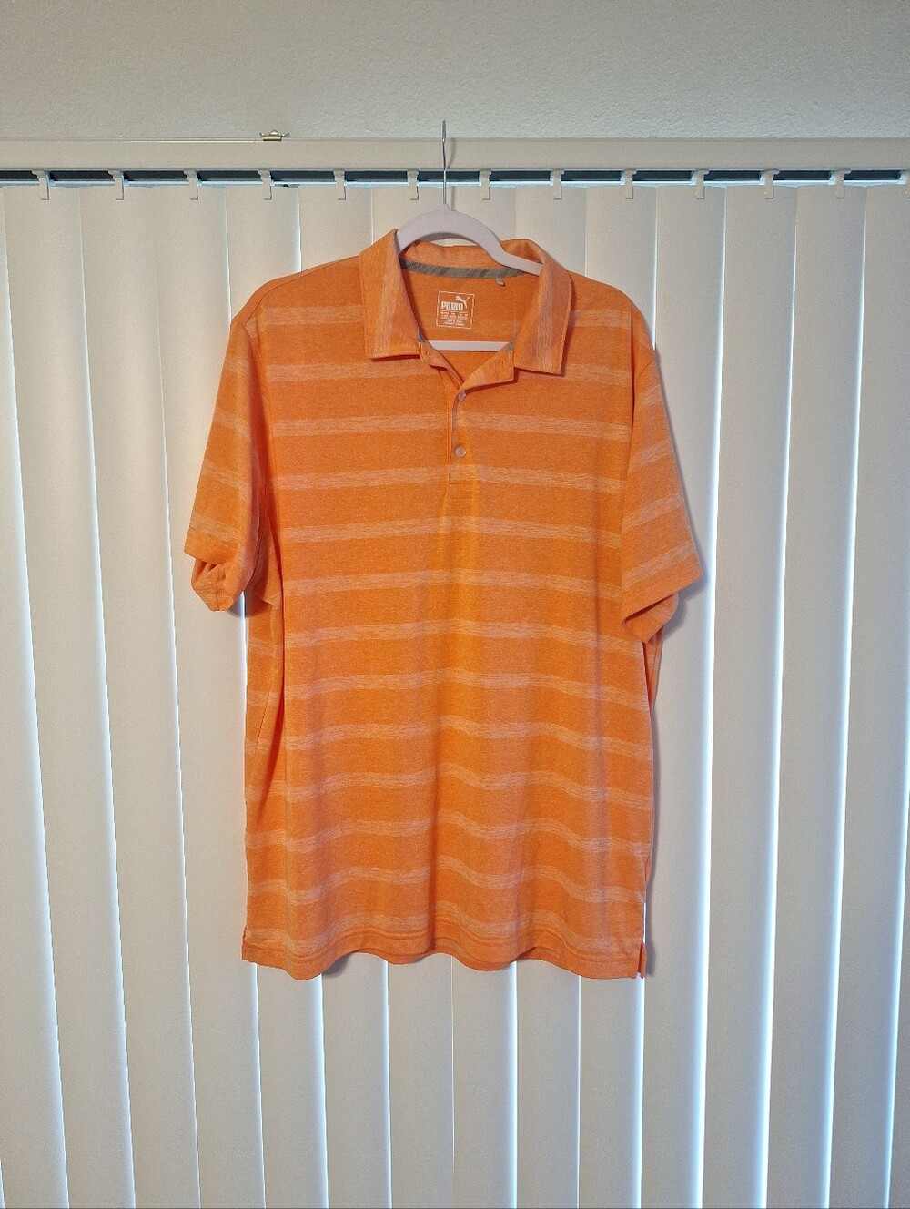 Puma Orange Striped Polo Golf Shirt
